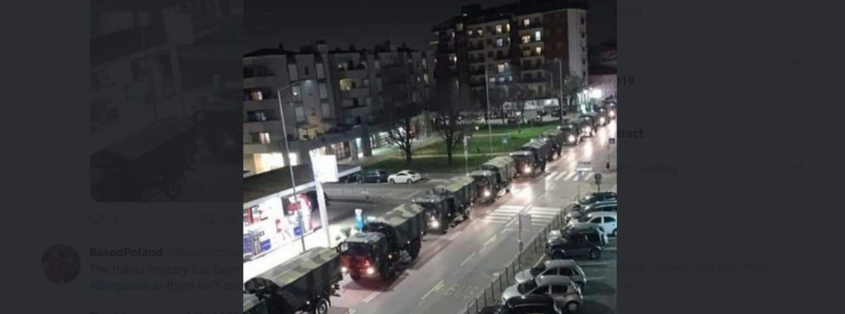 Итальянская армия в Бергамо занимается доставкой большого числа гробов на кладбища и в крематории Армия -Италия,